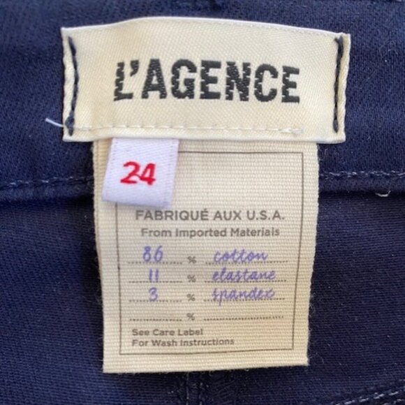 L'AGENCE Jyothi High Waist Split Ankle Skinny Jeans Midnight Blue 24 - Picture 13 of 13